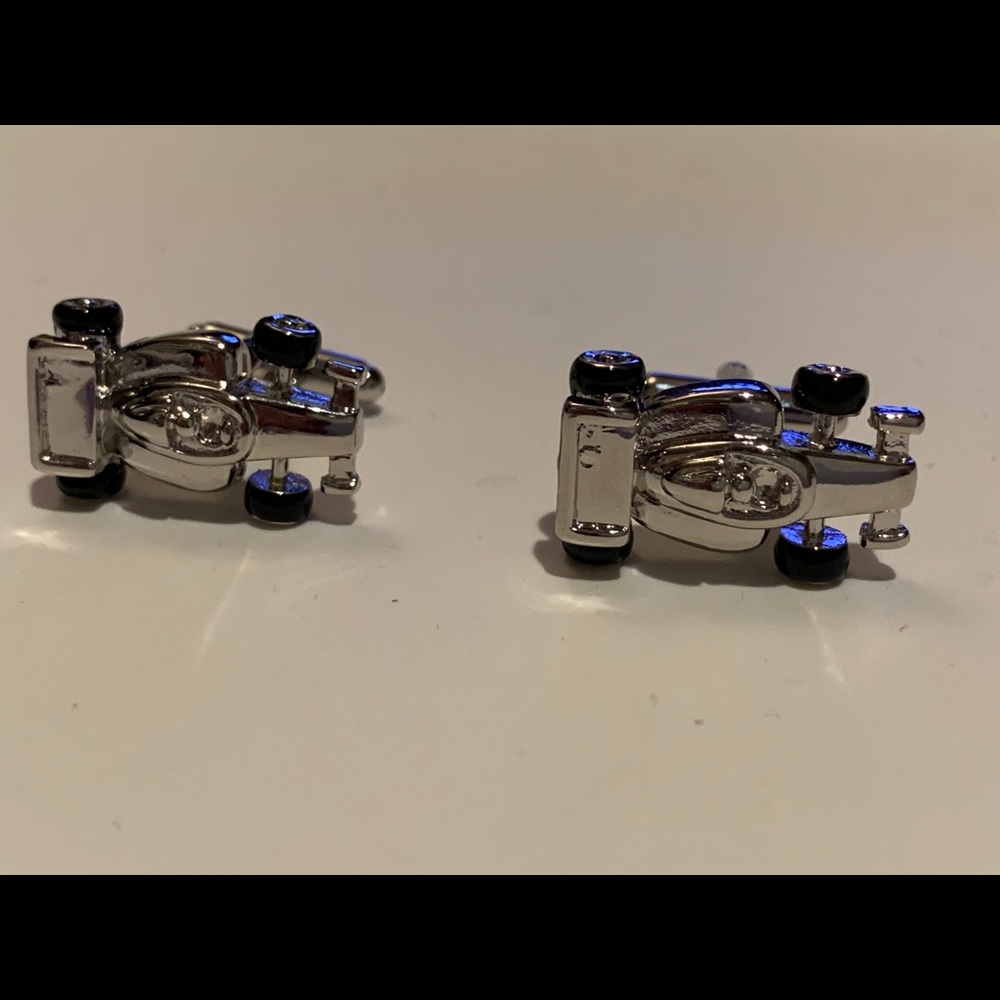 New Chrome Racing Car Cuff Links